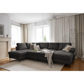 Tmavosivá menčestrová rozkladacia rohová pohovka (ľavý roh) Lofty Lilly – Miuform - Image 6