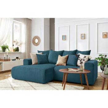 Modrá zamatová rohová pohovka Enjoy – Bobochic Paris – Obrázok 8