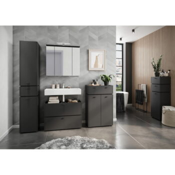 Antracitovosivá vysoká kúpeľňová skrinka 34x117 cm Modesto – Germania - Image 4