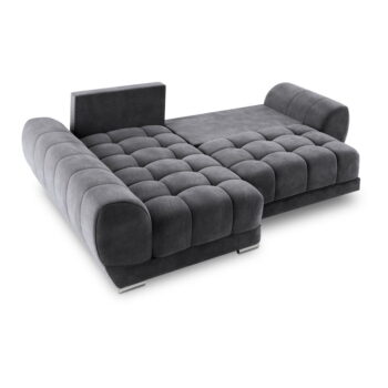 Tmavosivá rozkladacia rohová pohovka so zamatovým poťahom Windsor & Co Sofas Nuage, ľavý roh - Image 5