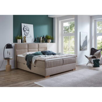 Béžová boxspring posteľ s úložným priestorom 160x200 cm Tambo – Meise Möbel - Image 5