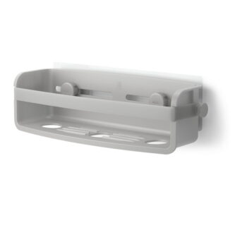 Sivá samodržiaca kúpeľňová polička z recyklovaného plastu Flex Adhesive – Umbra - Image 6