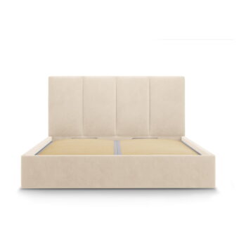 Béžová zamatová dvojlôžková posteľ Mazzini Beds Juniper, 160 x 200 cm - Image 2