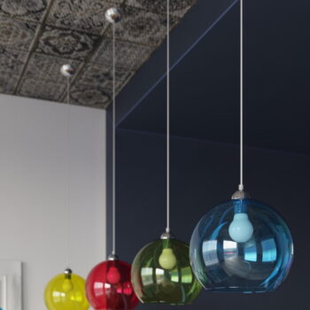 Modré závesné svietidlo so skleneným tienidlom ø 30 cm Bilbao – Nice Lamps - Image 2
