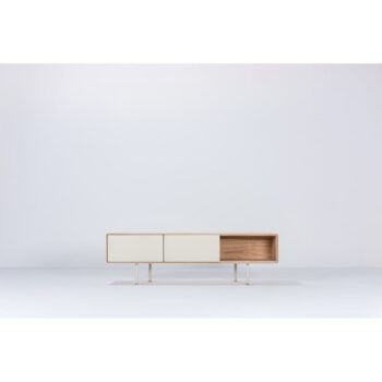 TV stolík z dubového dreva v bielo-prírodnej farbe 160x48 cm Fina – Gazzda – Obrázok 10