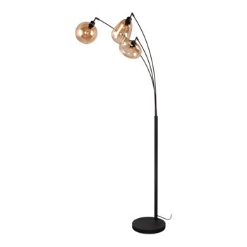 Čierno-oranžová stojacia lampa so skleneným tienidlom (výška 200 cm) Lumina – Trio - Image 2