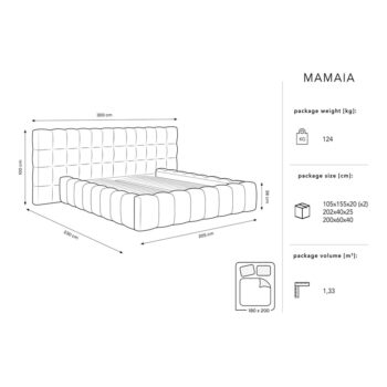 Tmavomodrá čalúnená dvojlôžková posteľ s úložným priestorom a roštom 180x200 cm Mamaia – Micadoni Home - Image 8