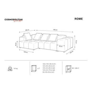 Béžová rohová pohovka (variabilná) Rome - Cosmopolitan Design - Image 6
