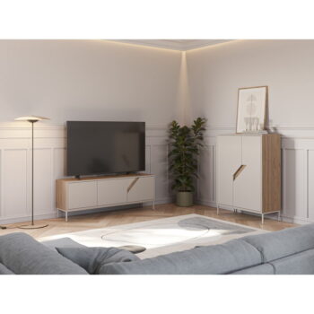 Komoda v dekore duba v krémovo-prírodnej farbe 85x120x40 cm Lilou – Marckeric - Image 2