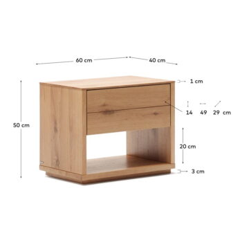 Nočný stolík v dekore duba v prírodnej farbe Alguema – Kave Home - Image 6