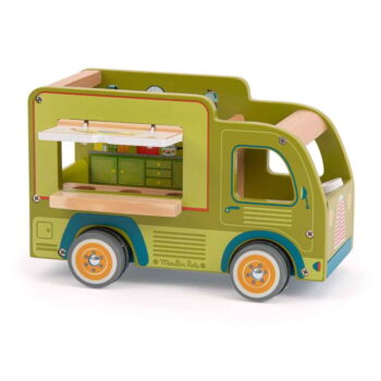 Drevené autíčko La Grande Famille Food Truck  – Moulin Roty - Image 7