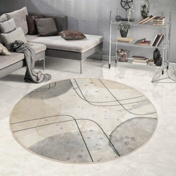 Béžový prateľný okrúhly koberec ø 80 cm Simple Lines – Mila Home - Image 3