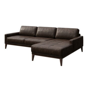 Tmavohnedá kožená rohová pohovka MESONICA Musso Tufted, pravý roh - Image 2