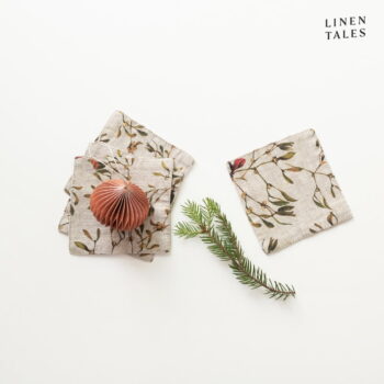 Podtácky s vianočným motívom v prírodnej farbe v súprave 4 ks – Linen Tales - Image 2