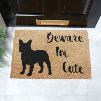Rohožka z kokosového vlákna 40x60 cm Beware I'm Cute French Bulldog – Artsy Doormats – Obrázok 5