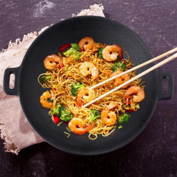 Wok liatinová panvica ø 30 cm Litina – Orion – Obrázok 2