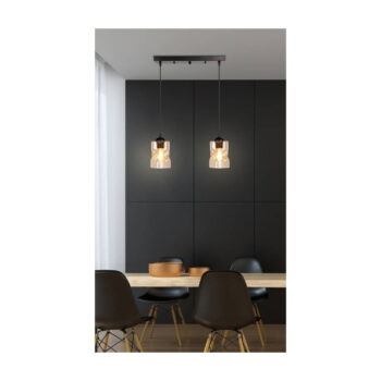 Čierne závesné svietidlo so skleneným tienidlom 10x44 cm Felis - Candellux Lighting - Image 11
