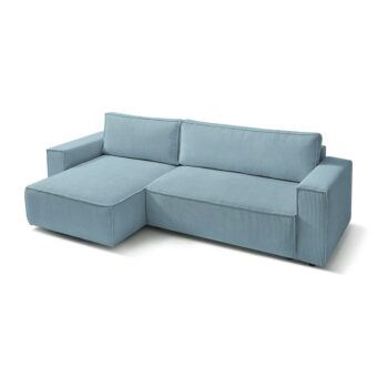 Svetlomodrá menčestrová rozkladacia rohová variabilná pohovka Nihad – Bobochic Paris – Obrázok 2