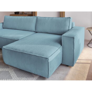 Svetlomodrá menčestrová rozkladacia rohová variabilná pohovka Nihad – Bobochic Paris – Obrázok 7