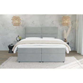Svetlosivá boxspring posteľ s úložným priestorom 180x200 cm Rico – Ropez - Image 3
