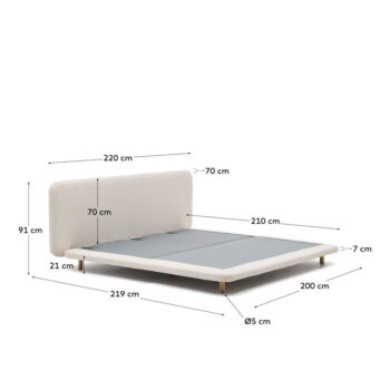 Béžová čalúnená dvojlôžková posteľ 160x200 cm Odum – Kave Home - Image 7
