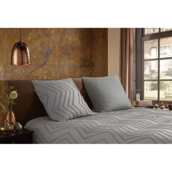 Sivo-hnedé predĺžené obliečky na jednolôžko z mikrovlákna 140x220 cm Pure Zigzag – Good Morning – Obrázok 2
