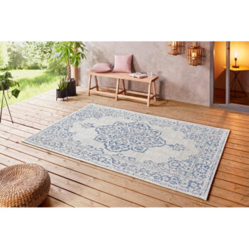 Modro-krémový vonkajší koberec NORTHRUGS Tilos, 80 x 150 cm - Image 2