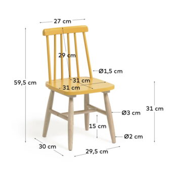 Žltá detská stolička z kaučukového dreva Kave Home Kristie - Image 4