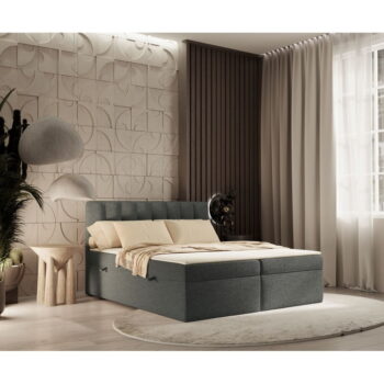 Tmavosivá boxspring posteľ s úložným priestorom 140x200 cm Novento – Maison de Rêve - Image 5