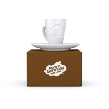 Biela usmievavá porcelánová šálka na espresso s tanierikom 58products, objem 80 ml - Image 6
