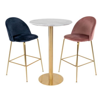 Okrúhly barový stôl s doskou v dekore mramoru ø 70 cm Bolzano – House Nordic - Image 2