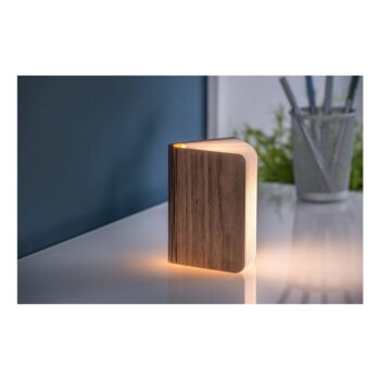 Hnedá LED stolová lampa s textilným tienidlom (výška  2,5 cm) Booklight – Gingko - Image 6