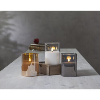 Sivá LED vosková sviečka v skle Star Trading Flamme, výška 12,5 cm - Image 3