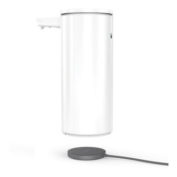 Biely bezdotykový kovový dávkovač mydla 414 ml – simplehuman - Image 5