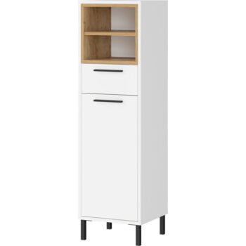 Biela vysoká kúpeľňová skrinka v dekore duba 34x118 cm Loria - Germania - Image 3