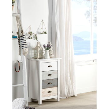 Vysoká bielo-sivá komoda so 4 zásuvkami Marckeric Romantica, 46 × 80 cm – Obrázok 7