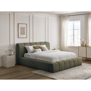 Zelená čalúnená dvojlôžková posteľ s úložným priestorom s roštom 140x190 cm Denali – Bobochic Paris – Obrázok 11