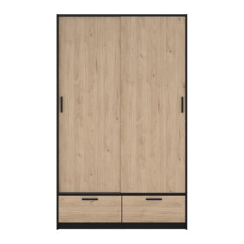 Šatníková skriňa v dekore duba s posuvnými dverami v čierno-prírodnej farbe 121x200 cm Line – Tvilum - Image 2