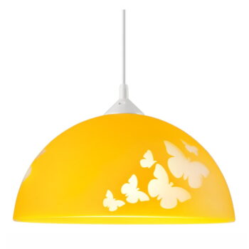 Okrovožlté detské svietidlo so skleneným tienidlom ø 30 cm Mariposa – LAMKUR - Image 5
