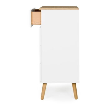 Biela skrinka s detailmi v dekore dubového dreva s 4 zásuvkami Tenzo Dot, šírka 55 cm - Image 5