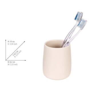 Krémový keramický kelímok na zubné kefky Margo – Allstar – Obrázok 2