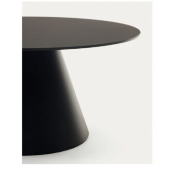 Čierny okrúhly konferenčný stolík so sklenenou doskou ø 80 cm Wilshire – Kave Home - Image 2
