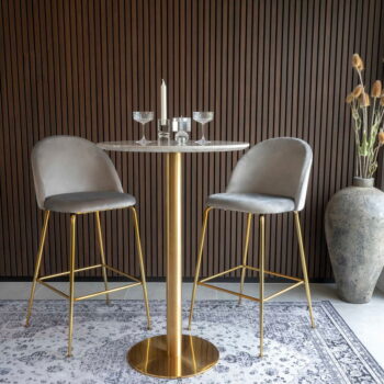 Okrúhly barový stôl s doskou v dekore mramoru ø 70 cm Bolzano – House Nordic - Image 3