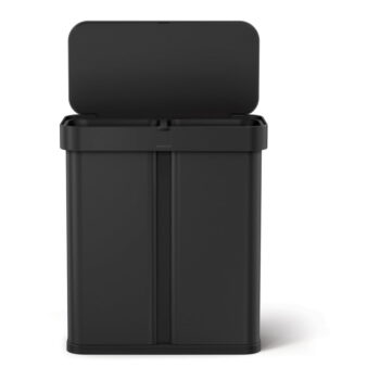 Matne čierny oceľový bezdotykový odpadkový kôš na triedený odpad 58 l – simplehuman - Image 2