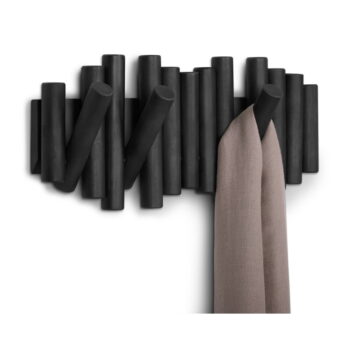 Čierny nástenný vešiak z borovicového dreva Picket - Umbra - Image 4