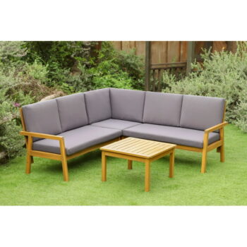 Sivý záhradný lounge set z masívu akácie pre 5 Allison - Rojaplast - Image 6