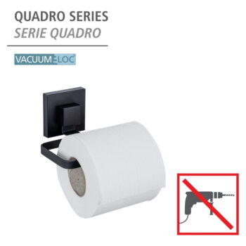 Čierny samodržiaci držiak na toaletný papier z nehrdzavejúcej ocele Quadro – Wenko - Image 2