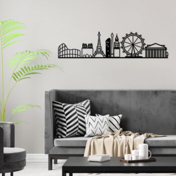 Kovová nástenná dekorácia 120x29 cm Cities - Wallity – Obrázok 3