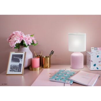 Ružová stolová lampa s textilným tienidlom (výška  32 cm) Iner – Candellux Lighting - Image 2