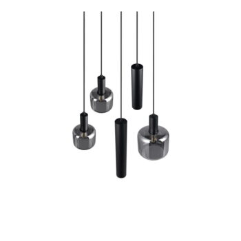 Čierne závesné svietidlo s kovovo-skleneným tienidlom ø 40 cm Mataro – Trio - Image 5